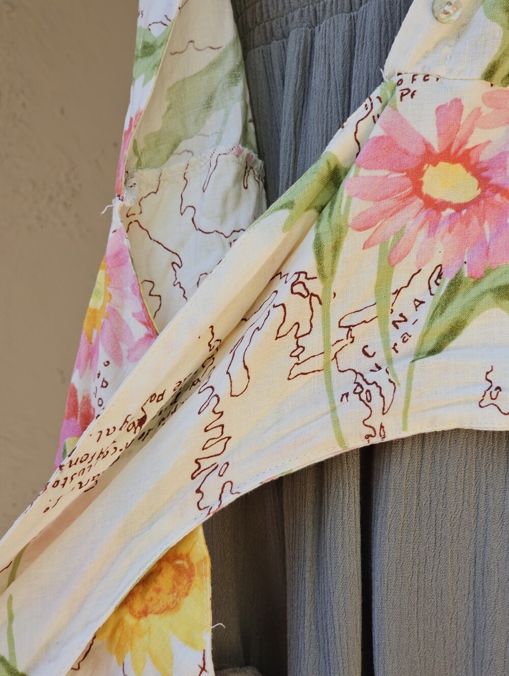 Calypso St. Barth Novelty Print Floral Vacation Destination Map 100% Linen SZ XL - Picture 11 of 15
